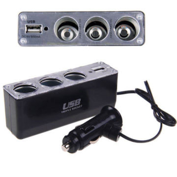 3-Wege-Multi-Auto-Zigarettenanzünder-Splitter-Feuerzeug-Ladegerät DC-Netzteil + USB